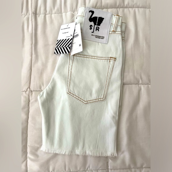 NWT Sandrine rose Bermuda length shorts high rise white raw hem 100% cotton